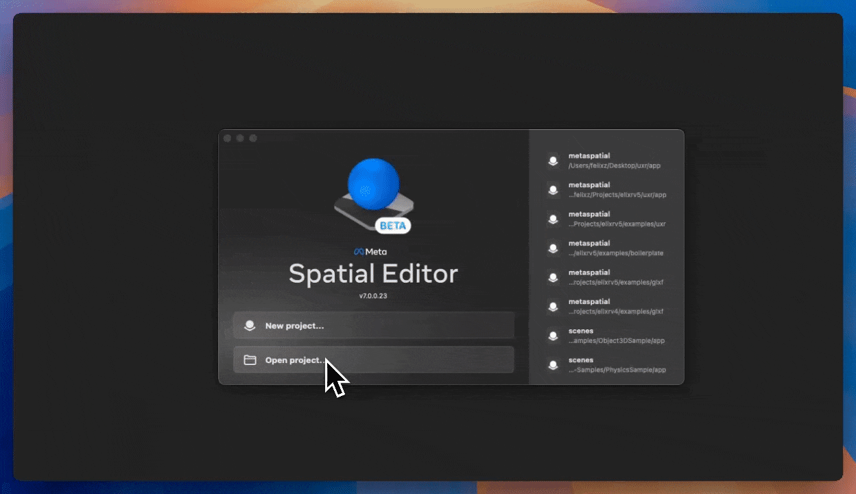 Meta Spatial Editor Interface